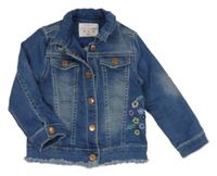 Modrá tepláková riflová bunda s kytičkami a límečkem F&F