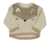 Smetanovo-pudrový svetr s čumáčkem Nutmeg