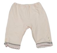 Světlebroskvové tepláky s medvídkem a zajíčkem a volánkem s madeirou 