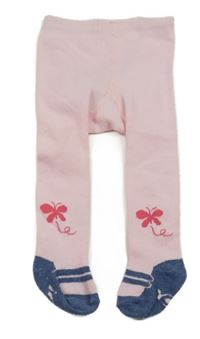 Světlerůžovo-tmavomodré punčocháče s motýlky