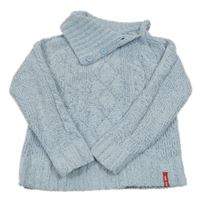 Světlemodro-modrý melírovaný vzorovaný žinylkový svetr s límcem C&A