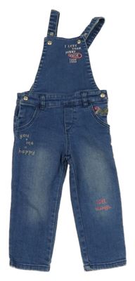 Modré teplákové riflové laclové kalhoty s nápisy IKKS