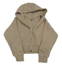 Béžová propínací oversize crop mikina s kapucí F&F