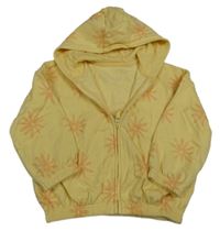 Žlutá propínací oversize mikina s květy a kapucí St. Bernard