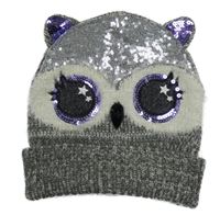 Šedá melírovaná pletená čepice s flitry - sovička claire's