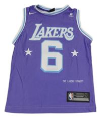 Fialovo-bílé sportovní basketbalové tílko s číslem a nápisem - LAKERS