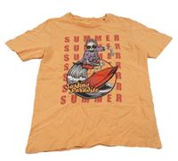 Oranžové tričko s kostrou JACK&JONES