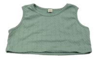 Olivový oversize vzorovaný crop top 