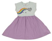 Fialovo-mátovo-bílé šaty s duhou a srdíčkem a hvězdičkami z flitrů a pruhy MOUNTAIN WAREHOUSE