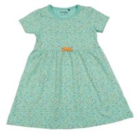 Světletyrkysové šaty s kytičkami 