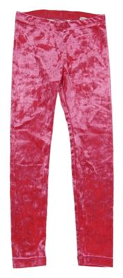 Tmavorůžové lesklé sametové legíny H&M