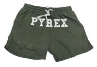 Tmavokhaki plážové kraťasy s logem PYREX