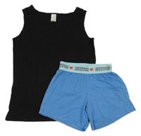 2Set - Černé tílko C&A + modré trenýrky s nápisy - Stitch Disney