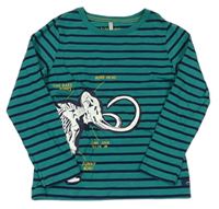 Zeleno-tmavomodré triko s mamutem Joules