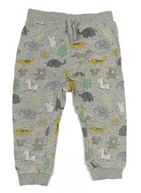 Šedé melírované tepláky se zvířaty H&M
