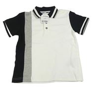 Bílo-černo-šedé polo tričko Next