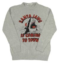 Šedý melírovaný svetr se žralokem H&M