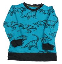 Modrozelená mikina s dinosaury