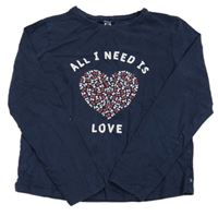 Tmavomodré triko se srdcem Okaidi