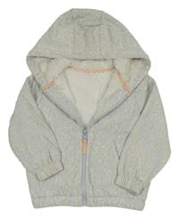 Světlemodrá květovaná zateplená propínací mikina s kapucí Nutmeg