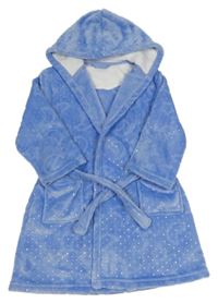 Modrý puntíkatý chlupatý župan s kapucí Nutmeg