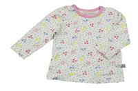 Bílé puntíkaté triko s květy Liegelind