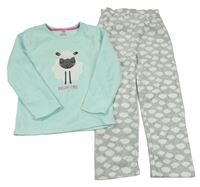 Mátovo-šedé fleecové pyžamo s ovcí Yd.