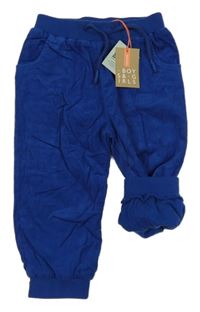 Nové - Safírové manšestrové podšité kalhoty s úpletovým pasem John Lewis