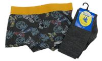 2set- Tmavošedé boxerky s Transformers + tmavošedé melírované ponožky