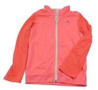 Neonově růžovo-korálová sportovní propínací funkční mikina Domyos