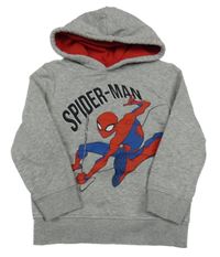 Šedá melírovaná mikina se Spidermanem a kapucí C&A