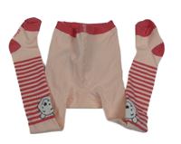 Růžové punčocháče s Púem a pruhy Disney