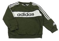 Khaki-bílá mikina s nápisem Adidas