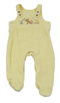 Žluto-bílé pruhované sametové dupačky s Pú a přáteli M&S