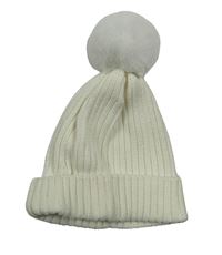 Smetanová žebrovaná pletenáčepice s bambulí