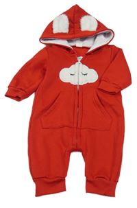 Červená tepláková kombinéza s mrakem a kapucí Shein