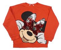 Červená mikina s Minnie s překlápěcími flitry M&S