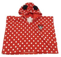 Červené puntíkaté froté osuškové pončo s kapucí - Minnie Disney