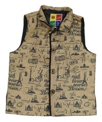 Hnědá vesta s obrázky