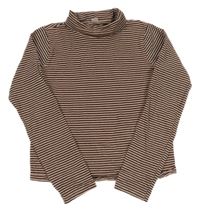 Hnědo-pudrový pruhovaný crop rolák