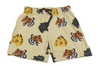 Béžové bavlněné kraťasy s kočkovitými šelmami H&M
