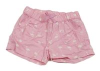 Růžové plátěné kraťasy s plameňáky C&A