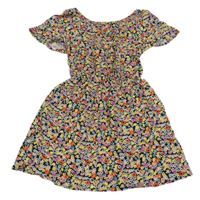 Černo-barevné květované lehké šaty Primark