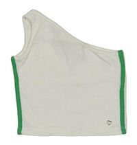 Bílý žebrovaný crop top s pruhem Zara