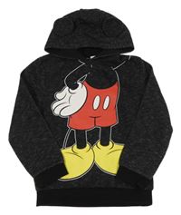 Černá melírovaná mikina s Mickeym a kapucí Primark