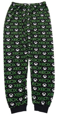 Černé plyšové pyžamové kalhoty s logy X-Box
