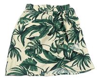 Smetanovo-zelená sukně s listy H&M