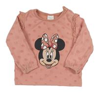 Světlerůžové triko s puntíky a Minnie Disney