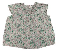 Světlerůžovo-zelená květovaná halenka H&M