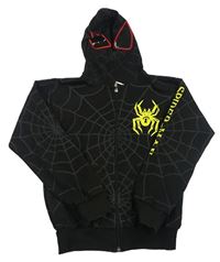 Černá vzorovaná propínací mikina s kapucí - Spiderman